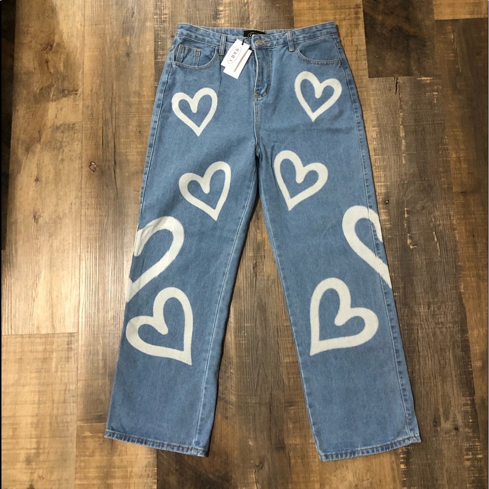 Cider Jeans with Heart Pattern